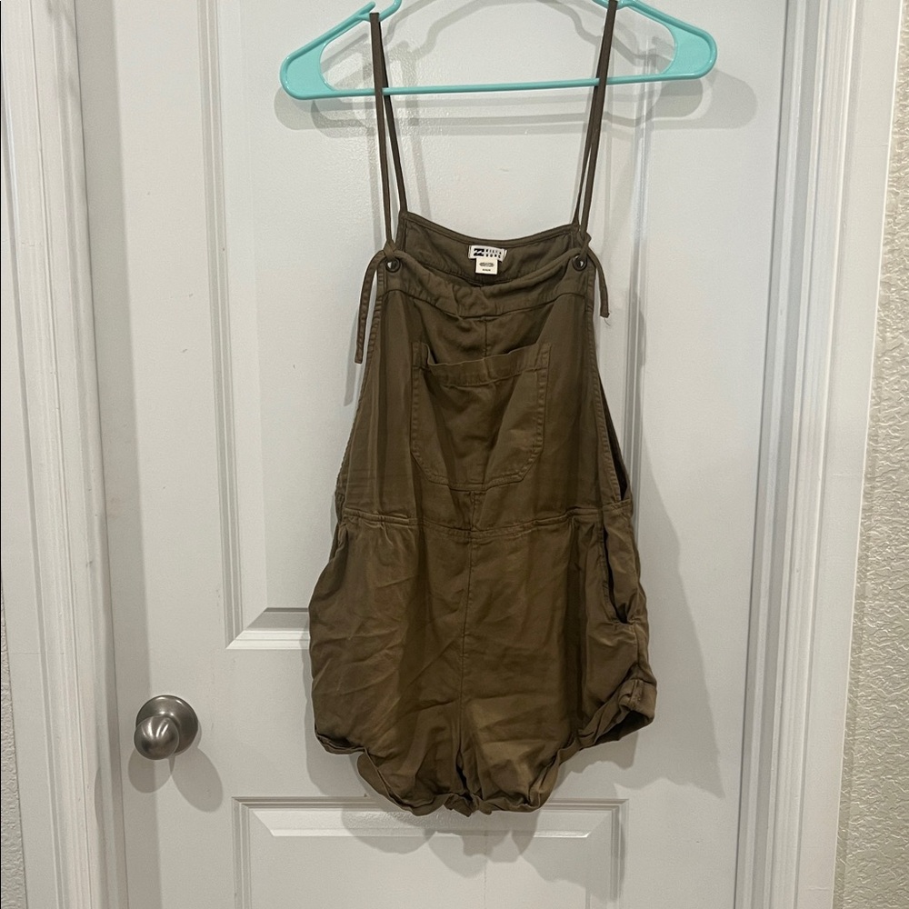 BILLABONG Olive Green Short Overalls with Pockets